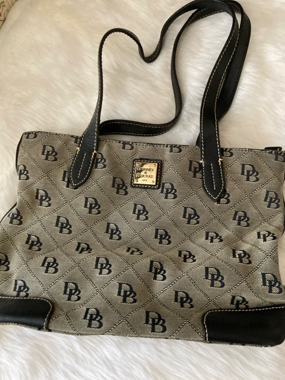 Dooney & Bourke Tan and Black Logo Tote